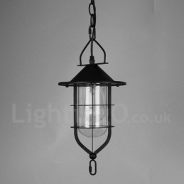 Luminária pendente de metal vintage com cúpula de vidro