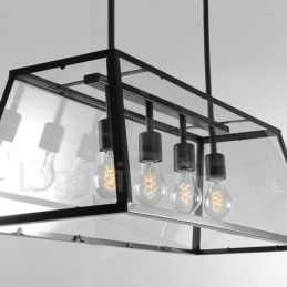 Luminária pendente de metal vintage rústica Lodge com cúpula de vidro