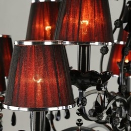 Lustre Cristal Moderno Contemporâneo Cristal 15 Luzes Vermelho
