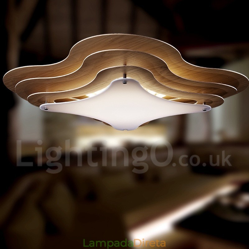 Luminária embutida de madeira