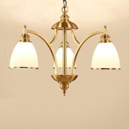 Lustre de cobre integrado de metal rústico com 3 luzes