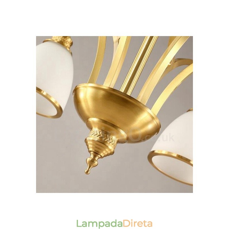 Lustre de cobre integrado de metal rústico com 3 luzes
