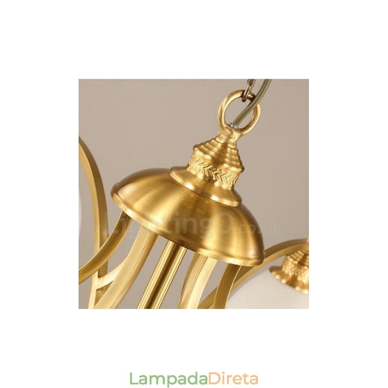 Lustre de cobre integrado de metal rústico com 5 luzes