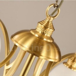 Lustre de cobre integrado de metal rústico com 8 luzes