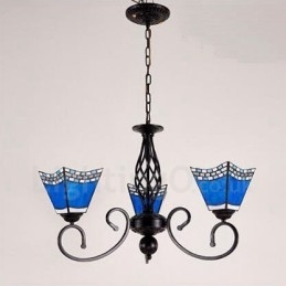 Lustre de metal integrado estilo mediterrâneo de 3 luzes