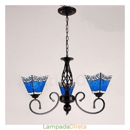 Lustre de metal integrado estilo mediterrâneo de 3 luzes Lustre de metal integrado estilo mediterrâneo de 3 luzes