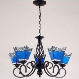 Lustre de metal integrado estilo mediterrâneo de 5 luzes