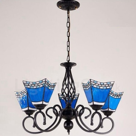 Lustre de metal integrado estilo mediterrâneo de 5 luzes Lustre de metal integrado estilo mediterrâneo de 5 luzes