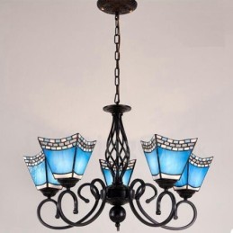 Lustre de metal integrado estilo mediterrâneo de 5 luzes