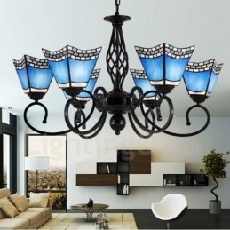 Lustre de metal integrado estilo mediterrâneo de 6 luzes