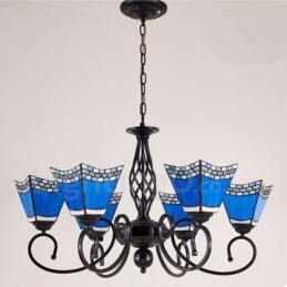 Lustre de metal integrado estilo mediterrâneo de 6 luzes