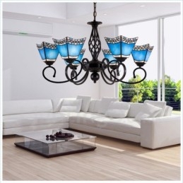 Lustre de metal integrado estilo mediterrâneo de 6 luzes