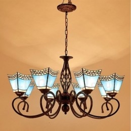 Lustre de metal integrado estilo mediterrâneo de 8 luzes