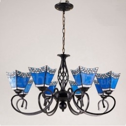 Lustre de metal integrado estilo mediterrâneo de 8 luzes