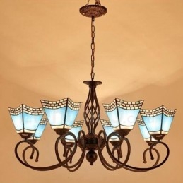 Lustre de metal integrado estilo mediterrâneo de 8 luzes