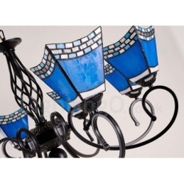 Lustre de metal integrado estilo mediterrâneo de 8 luzes