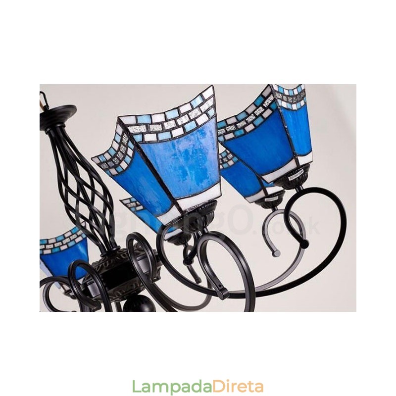 Lustre de metal integrado estilo mediterrâneo de 8 luzes