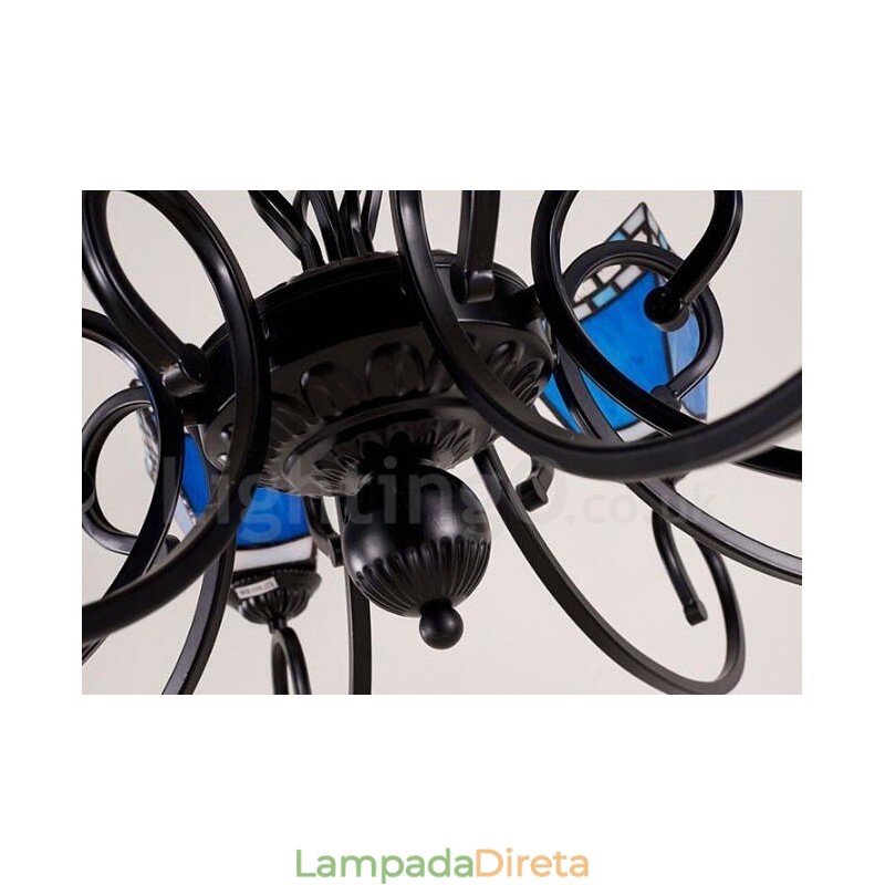 Lustre de metal integrado estilo mediterrâneo de 8 luzes