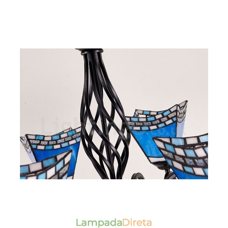 Lustre de metal integrado estilo mediterrâneo de 8 luzes