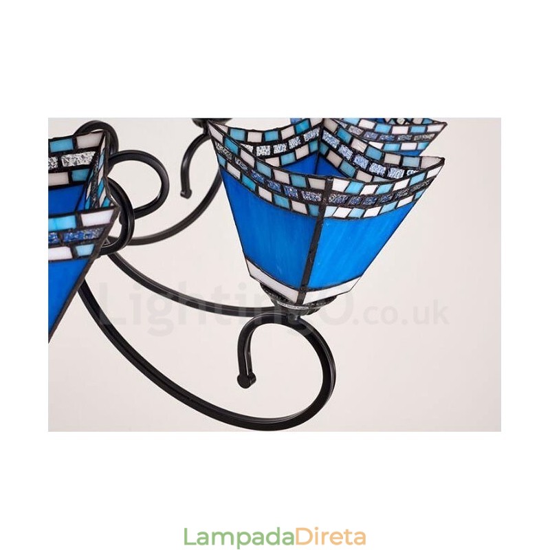 Lustre de metal integrado estilo mediterrâneo de 8 luzes