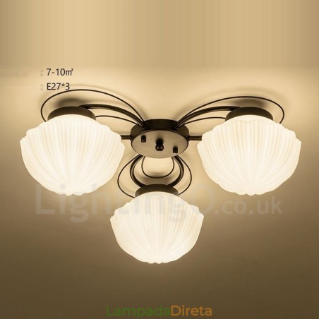 Lustre integrado rústico de 3 luzes Lustre integrado rústico de 3 luzes
