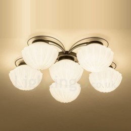 Lustre integrado rústico de 6 luzes