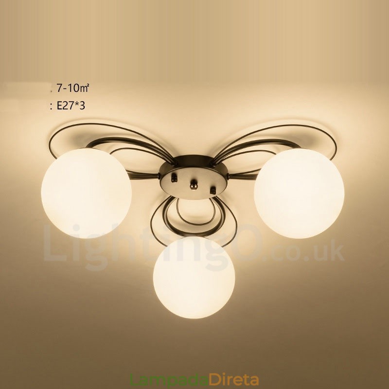 Lustre integrado rústico de 3 luzes