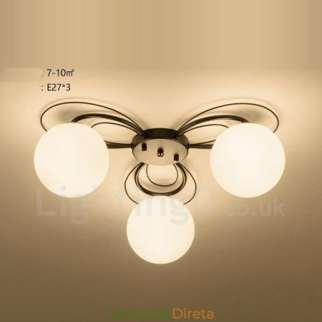 Lustre integrado rústico de 3 luzes Lustre integrado rústico de 3 luzes