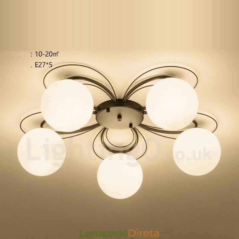 Lustre integrado rústico de 5 luzes