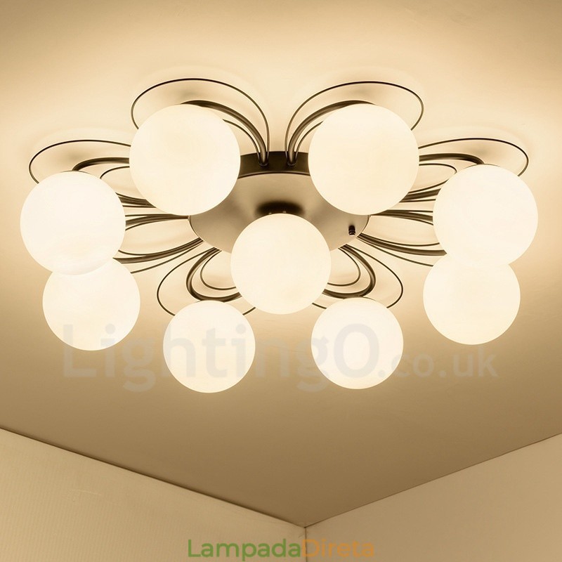 Lustre integrado rústico de 9 luzes