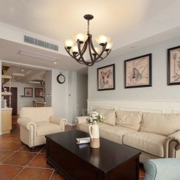 Lustre de metal integrado rústico de 6 luzes