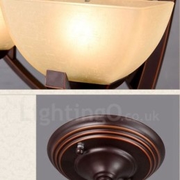 Lustre de metal integrado rústico de 6 luzes