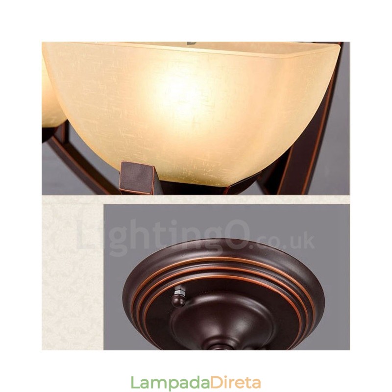 Lustre de metal integrado rústico de 6 luzes