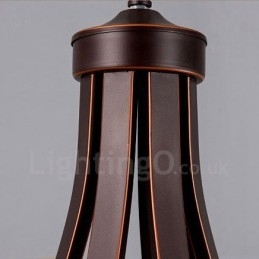 Lustre de metal integrado rústico de 6 luzes