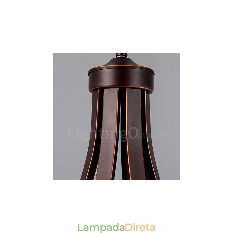 Lustre de metal integrado rústico de 6 luzes