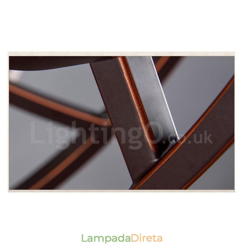 Lustre de metal integrado rústico de 6 luzes