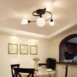 Lustre integrado rústico de 4 luzes com cúpula de vidro