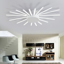 Lustre de metal integrado moderno e contemporâneo de 18 luzes