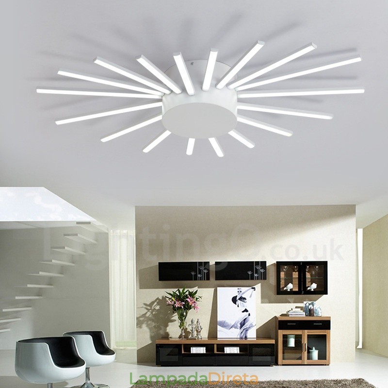 Lustre de metal integrado moderno e contemporâneo de 18 luzes