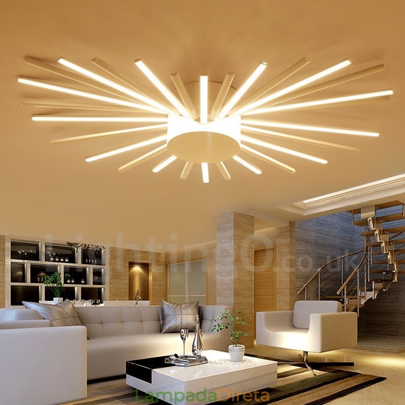 Lustre de metal integrado moderno e contemporâneo de 28 luzes