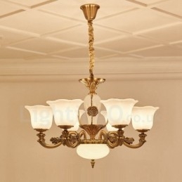 Lustre de luxo integrado clássico tradicional de metal com 6 luzes