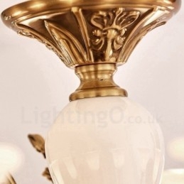 Lustre de luxo integrado clássico tradicional de metal com 6 luzes