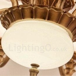 Lustre de luxo integrado clássico tradicional de metal com 6 luzes