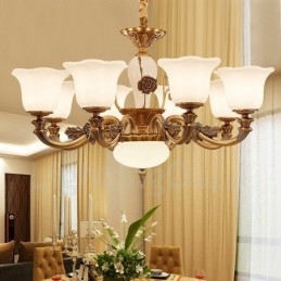 Lustre de luxo integrado clássico tradicional de metal com 8 luzes