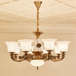 Lustre de luxo integrado clássico tradicional de metal com 8 luzes