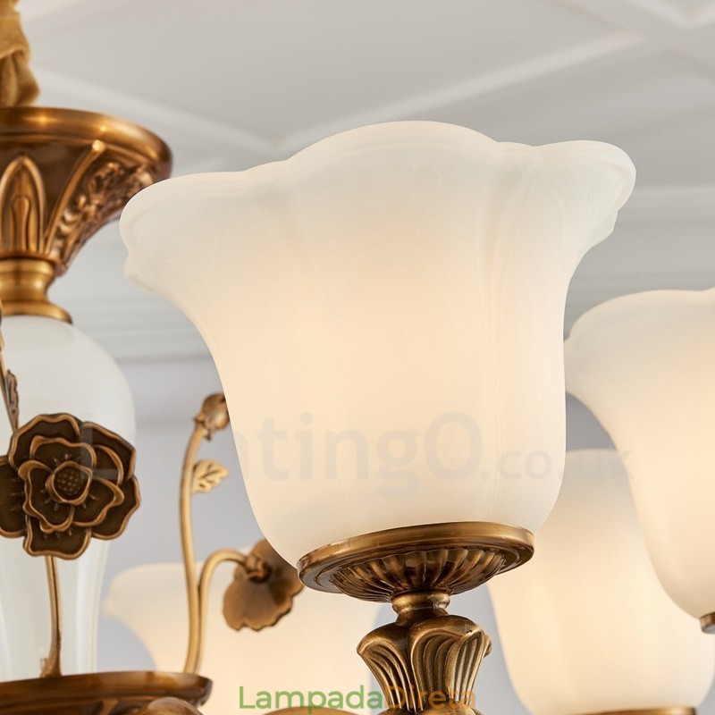 Lustre de luxo integrado clássico tradicional de metal com 8 luzes