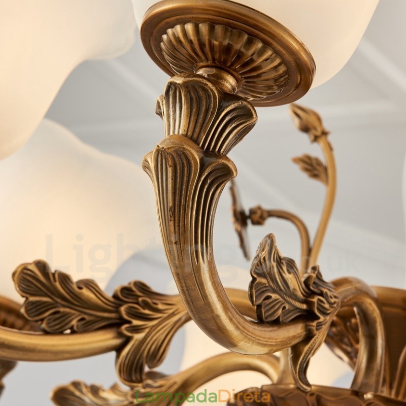 Lustre de luxo integrado clássico tradicional de metal com 8 luzes