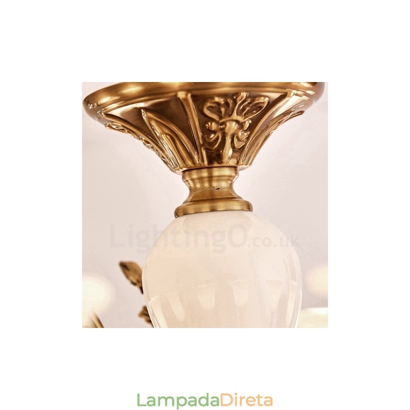 Lustre de luxo integrado clássico tradicional de metal com 8 luzes