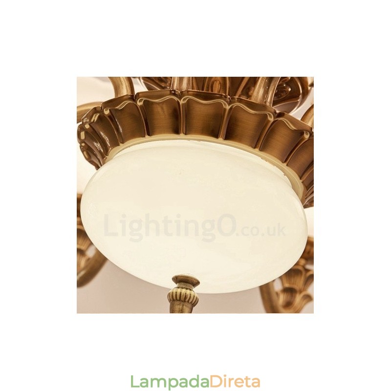 Lustre de luxo integrado clássico tradicional de metal com 8 luzes