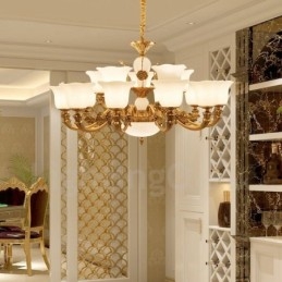 Lustre de luxo integrado clássico tradicional de metal com 15 luzes